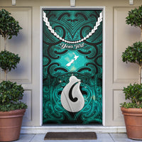 Personalised Maori Matariki Hei Matau Turquoise Door Cover Maori Kowhaiwhai Pattern Galaxy