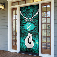 Personalised Maori Matariki Hei Matau Turquoise Door Cover Maori Kowhaiwhai Pattern Galaxy