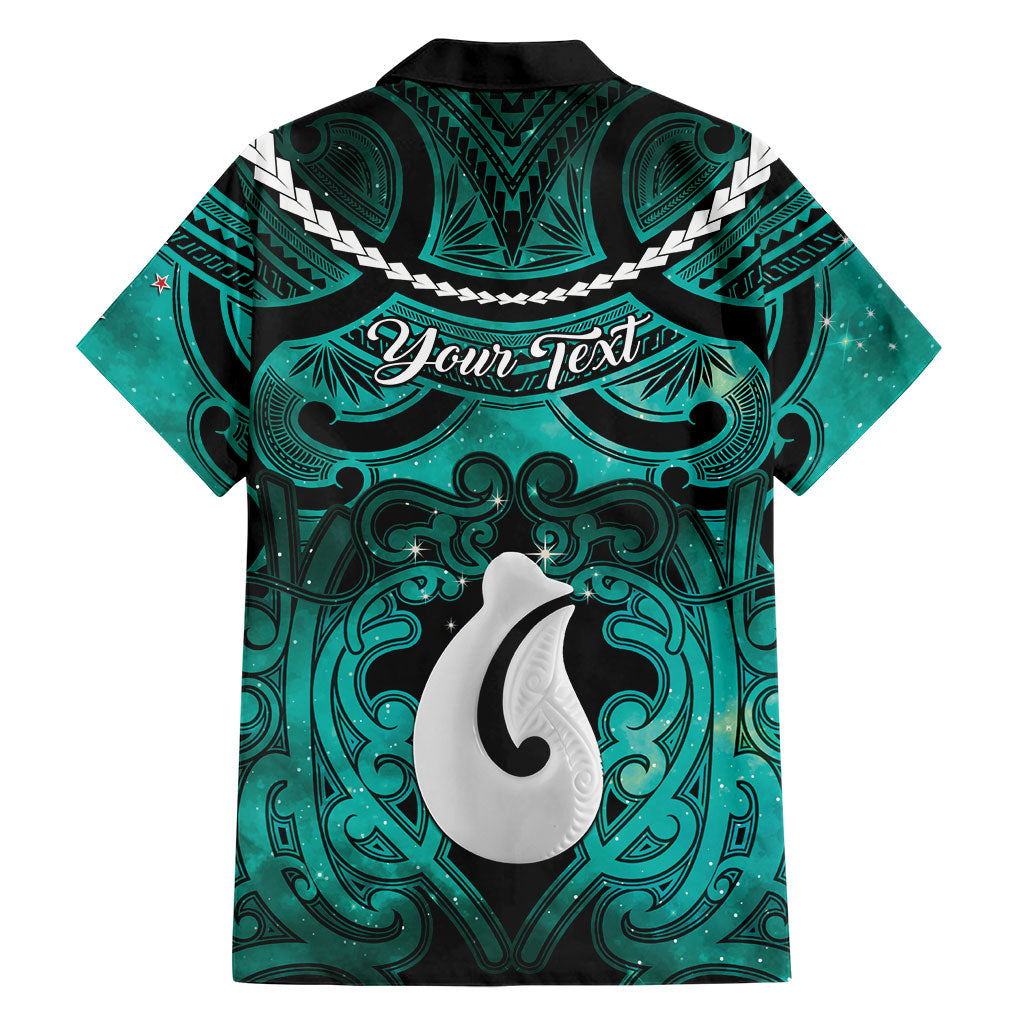 Personalised Maori Matariki Hei Matau Turquoise Family Matching Long Sleeve Bodycon Dress and Hawaiian Shirt Maori Kowhaiwhai Pattern Galaxy