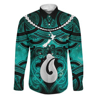 Personalised Maori Matariki Hei Matau Turquoise Family Matching Off Shoulder Maxi Dress and Hawaiian Shirt Maori Kowhaiwhai Pattern Galaxy