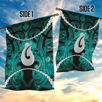 Maori Matariki Hei Matau Turquoise Garden Flag Maori Kowhaiwhai Pattern Galaxy