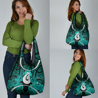 Maori Matariki Hei Matau Turquoise Grocery Bag Maori Kowhaiwhai Pattern Galaxy
