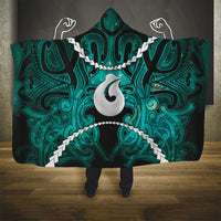 Maori Matariki Hei Matau Turquoise Hooded Blanket Maori Kowhaiwhai Pattern Galaxy