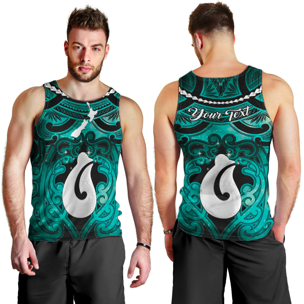 Personalised Maori Matariki Hei Matau Turquoise Men Tank Top Maori Kowhaiwhai Pattern Galaxy