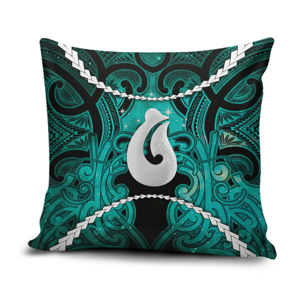 Maori Matariki Hei Matau Turquoise Pillow Cover Maori Kowhaiwhai Pattern Galaxy LT01 Turquoise - Polynesian Pride