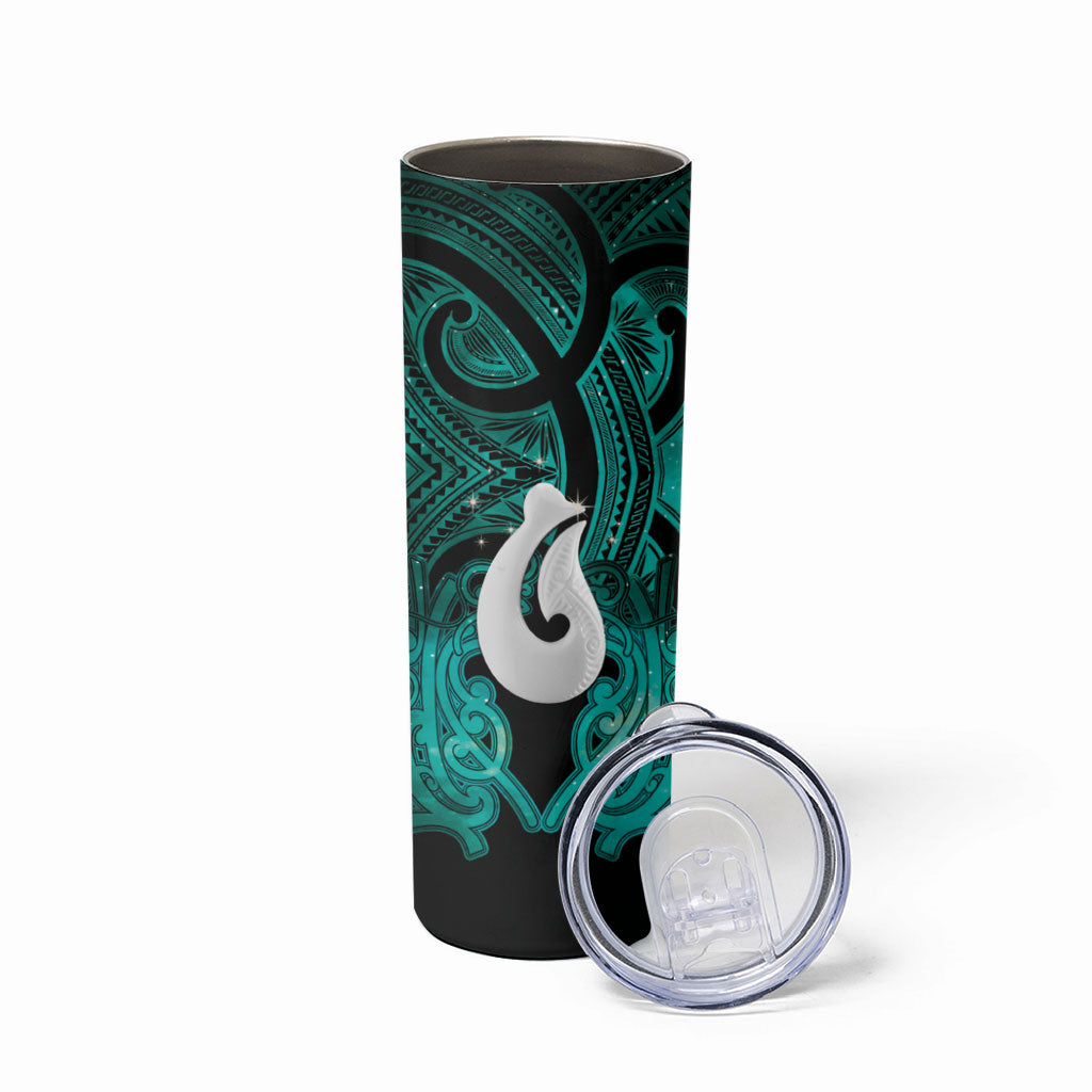 Personalised Maori Matariki Hei Matau Turquoise Skinny Tumbler Maori Kowhaiwhai Pattern Galaxy