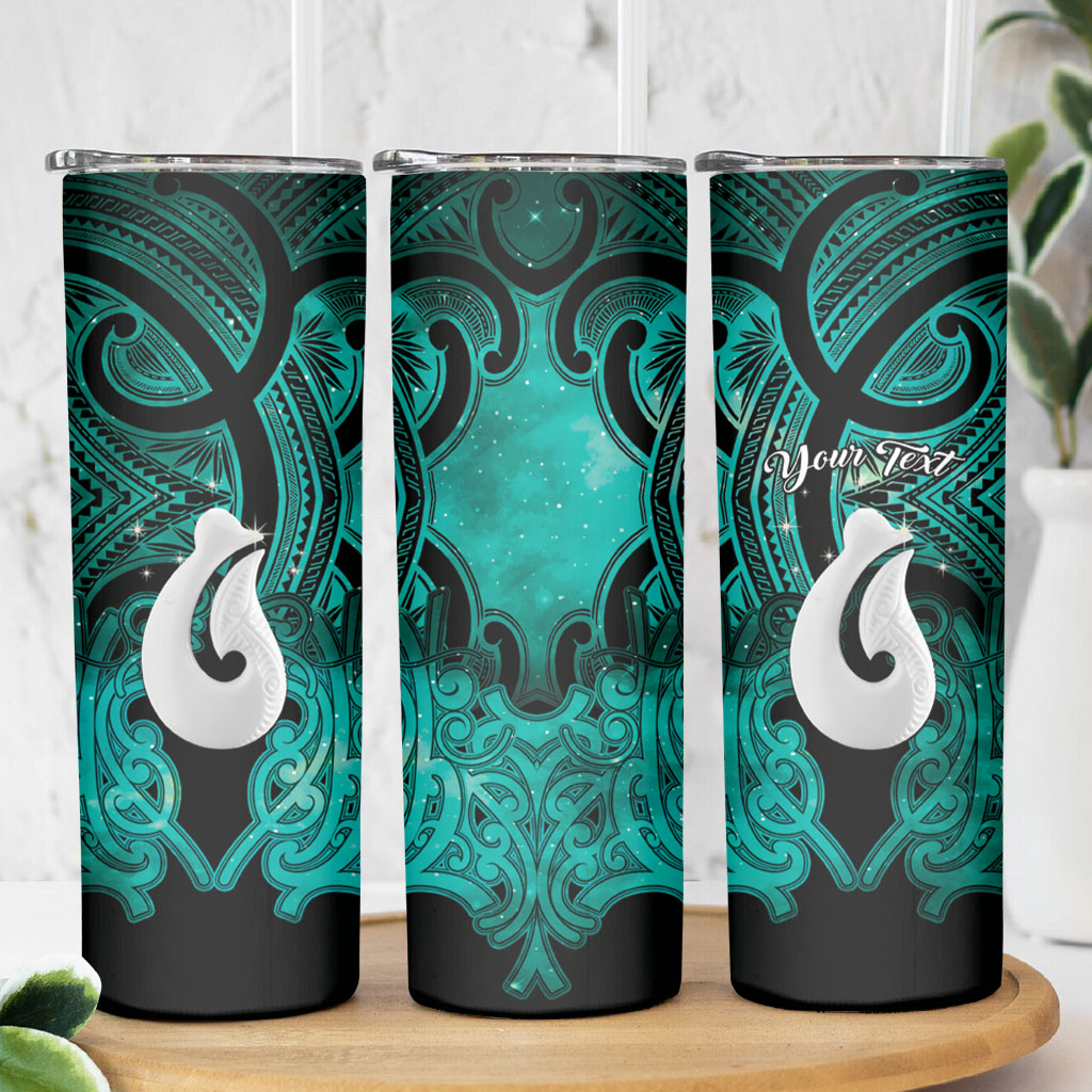Personalised Maori Matariki Hei Matau Turquoise Skinny Tumbler Maori Kowhaiwhai Pattern Galaxy