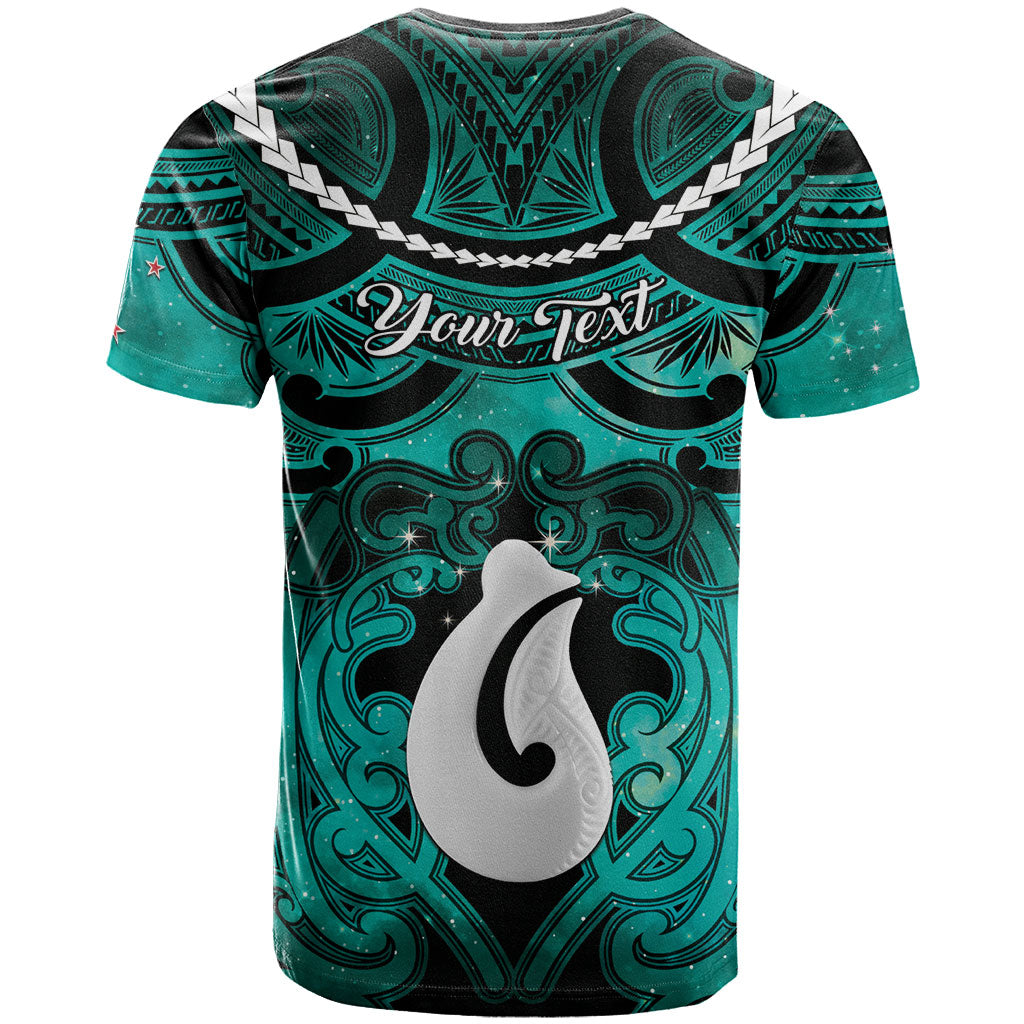 Personalised Maori Matariki Hei Matau Turquoise T Shirt Maori Kowhaiwhai Pattern Galaxy
