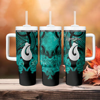 Personalised Maori Matariki Hei Matau Turquoise Tumbler With Handle Maori Kowhaiwhai Pattern Galaxy