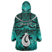 Personalised Maori Matariki Hei Matau Turquoise Wearable Blanket Hoodie Maori Kowhaiwhai Pattern Galaxy
