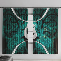 Maori Matariki Hei Matau Turquoise Window Curtain Maori Kowhaiwhai Pattern Galaxy