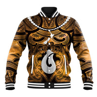 Personalised Maori Matariki Hei Matau Kowhai Baseball Jacket Maori Kowhaiwhai Pattern Galaxy LT01 Unisex Yellow - Polynesian Pride