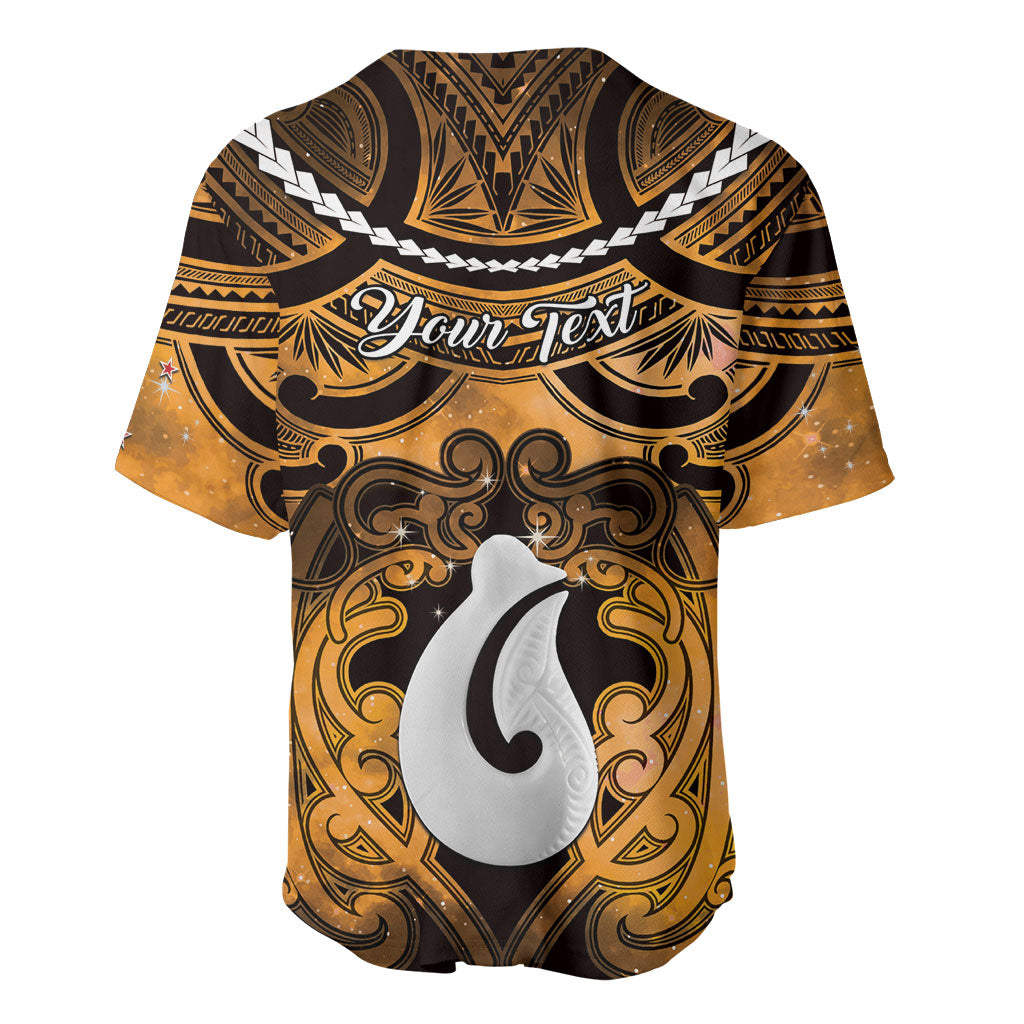 Personalised Maori Matariki Hei Matau Kowhai Baseball Jersey Maori Kowhaiwhai Pattern Galaxy