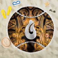 Maori Matariki Hei Matau Kowhai Beach Blanket Maori Kowhaiwhai Pattern Galaxy LT01 One Size 150cm Yellow - Polynesian Pride
