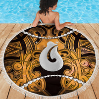 Maori Matariki Hei Matau Kowhai Beach Blanket Maori Kowhaiwhai Pattern Galaxy LT01 - Polynesian Pride