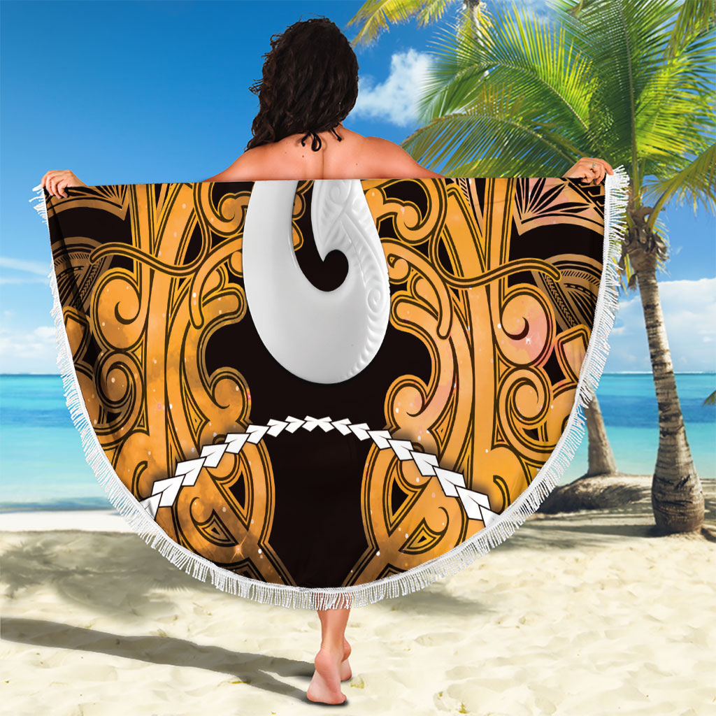 Maori Matariki Hei Matau Kowhai Beach Blanket Maori Kowhaiwhai Pattern Galaxy LT01 - Polynesian Pride
