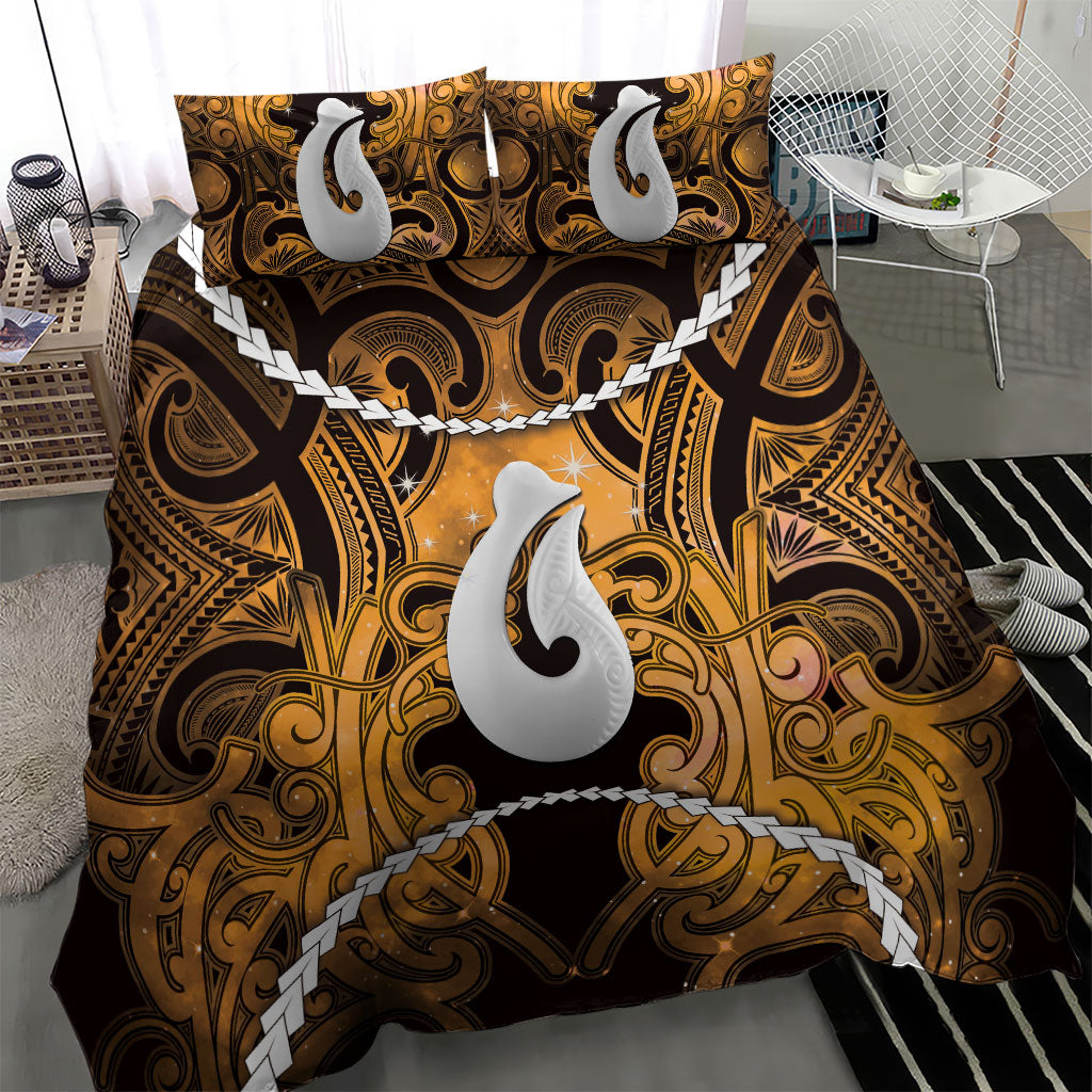 Maori Matariki Hei Matau Kowhai Bedding Set Maori Kowhaiwhai Pattern Galaxy