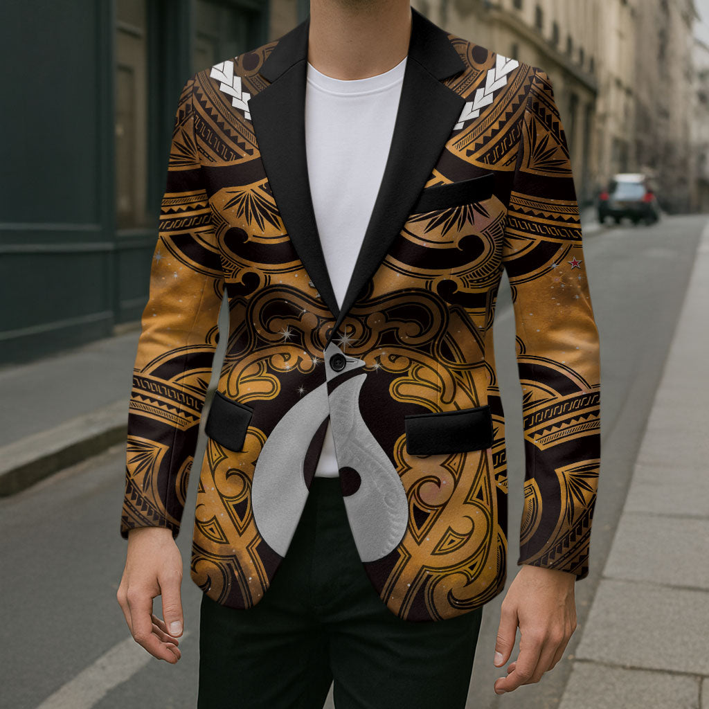 Personalised Maori Matariki Hei Matau Kowhai Blazer Maori Kowhaiwhai Pattern Galaxy