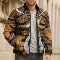 Personalised Maori Matariki Hei Matau Kowhai Bomber Puffer Jacket Maori Kowhaiwhai Pattern Galaxy