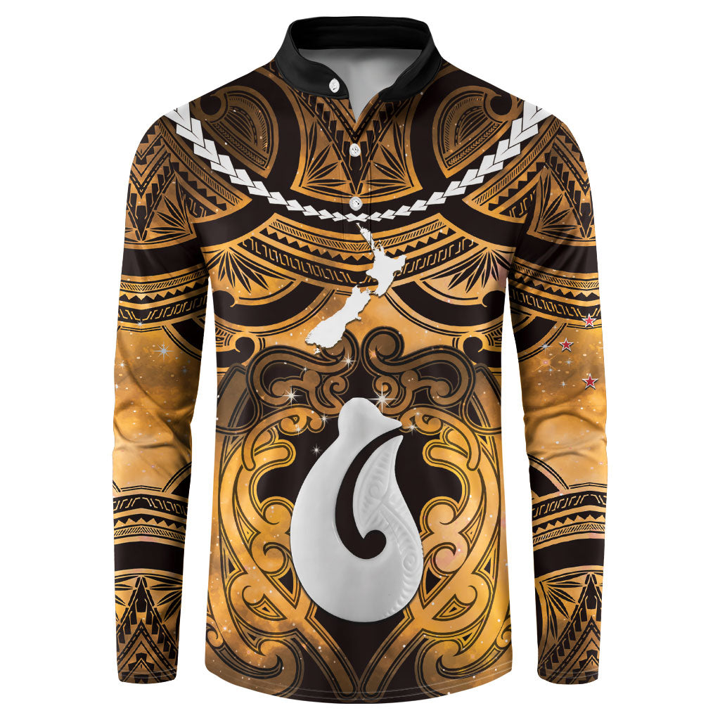 Personalised Maori Matariki Hei Matau Kowhai Button Sweatshirt Maori Kowhaiwhai Pattern Galaxy