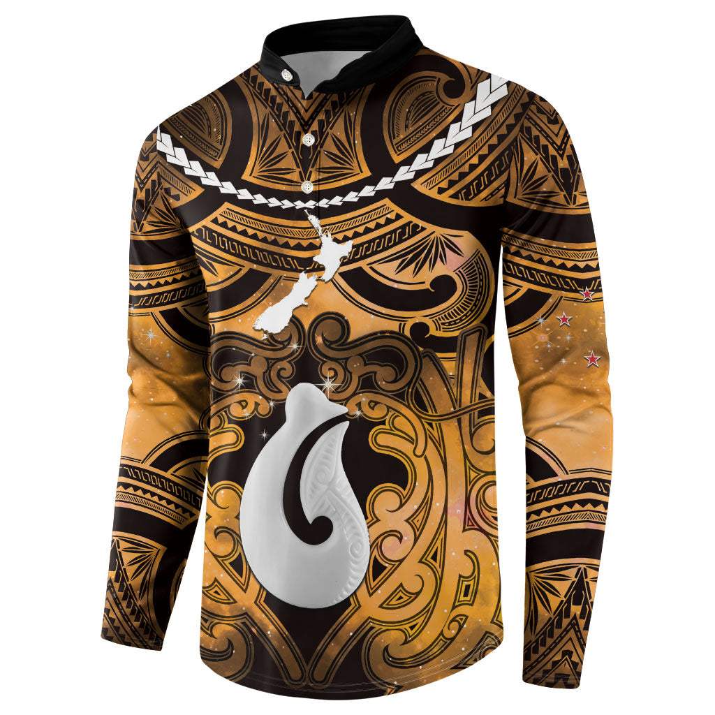Personalised Maori Matariki Hei Matau Kowhai Button Sweatshirt Maori Kowhaiwhai Pattern Galaxy