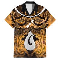 Personalised Maori Matariki Hei Matau Kowhai Family Matching Off Shoulder Short Dress and Hawaiian Shirt Maori Kowhaiwhai Pattern Galaxy