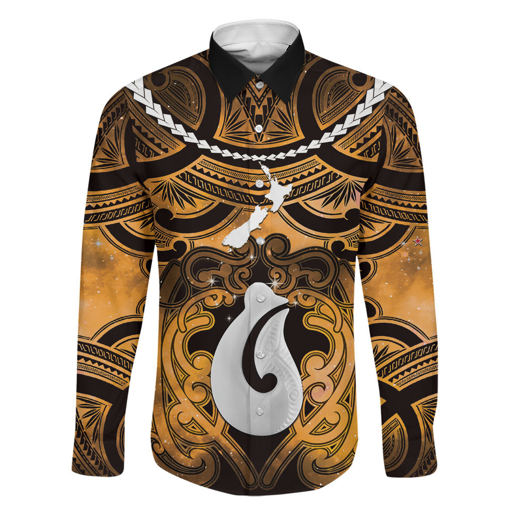 Personalised Maori Matariki Hei Matau Kowhai Family Matching Tank Maxi Dress and Hawaiian Shirt Maori Kowhaiwhai Pattern Galaxy