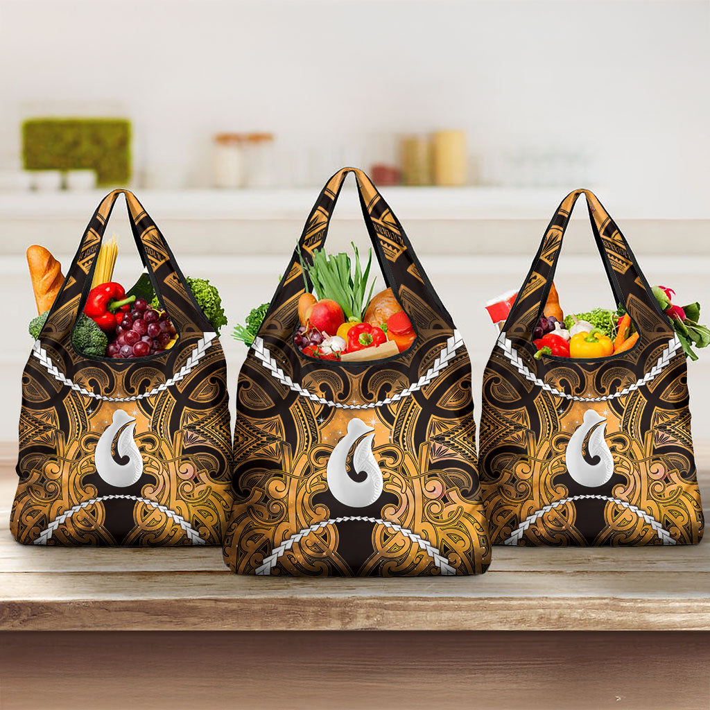 Maori Matariki Hei Matau Kowhai Grocery Bag Maori Kowhaiwhai Pattern Galaxy