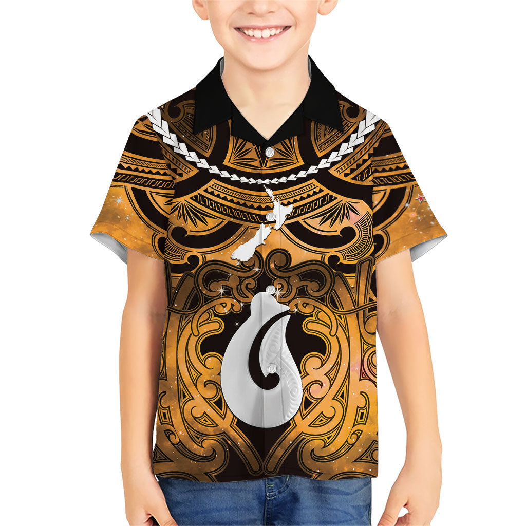 Personalised Maori Matariki Hei Matau Kowhai Hawaiian Shirt Maori Kowhaiwhai Pattern Galaxy LT01 - Polynesian Pride