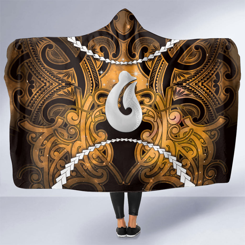Maori Matariki Hei Matau Kowhai Hooded Blanket Maori Kowhaiwhai Pattern Galaxy