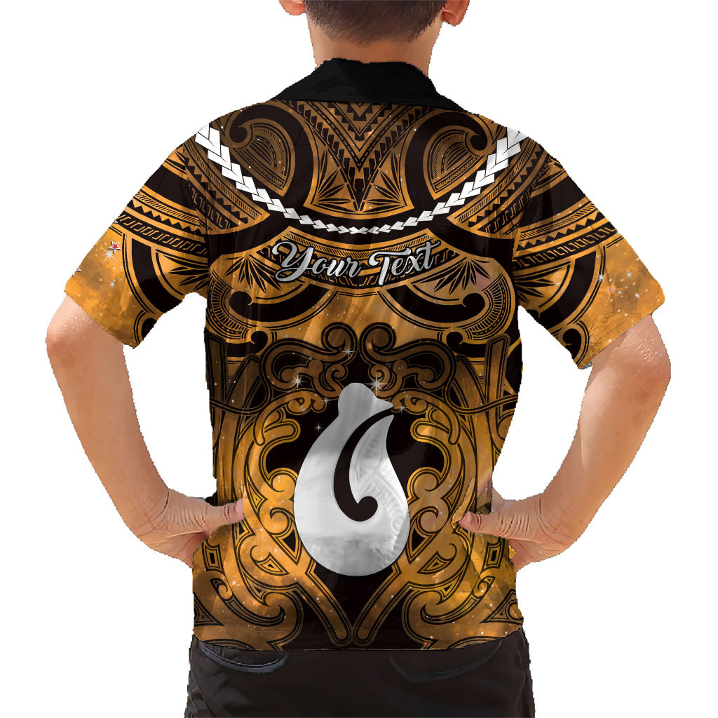 Personalised Maori Matariki Hei Matau Kowhai Kid Hawaiian Shirt Maori Kowhaiwhai Pattern Galaxy LT01 - Polynesian Pride