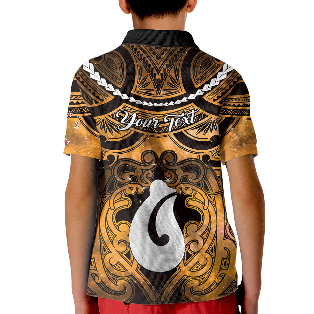 Personalised Maori Matariki Hei Matau Kowhai Kid Polo Shirt Maori Kowhaiwhai Pattern Galaxy LT01 - Polynesian Pride