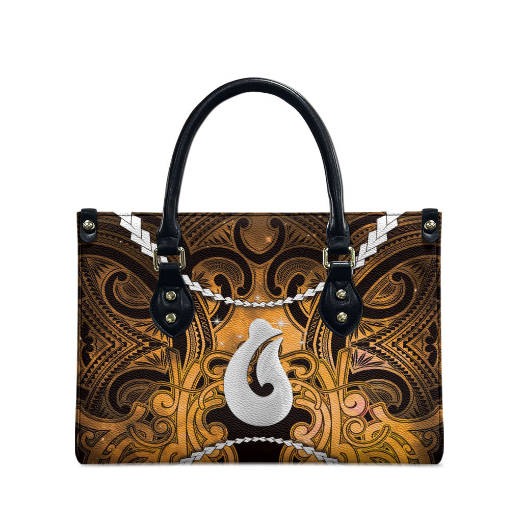 Maori Matariki Hei Matau Kowhai Leather Bag Maori Kowhaiwhai Pattern Galaxy LT01 - Polynesian Pride
