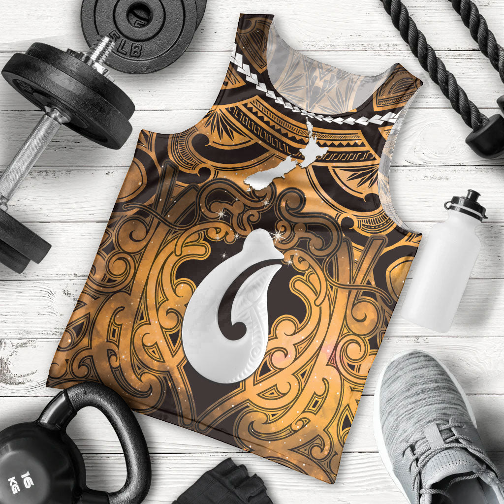 Personalised Maori Matariki Hei Matau Kowhai Men Tank Top Maori Kowhaiwhai Pattern Galaxy