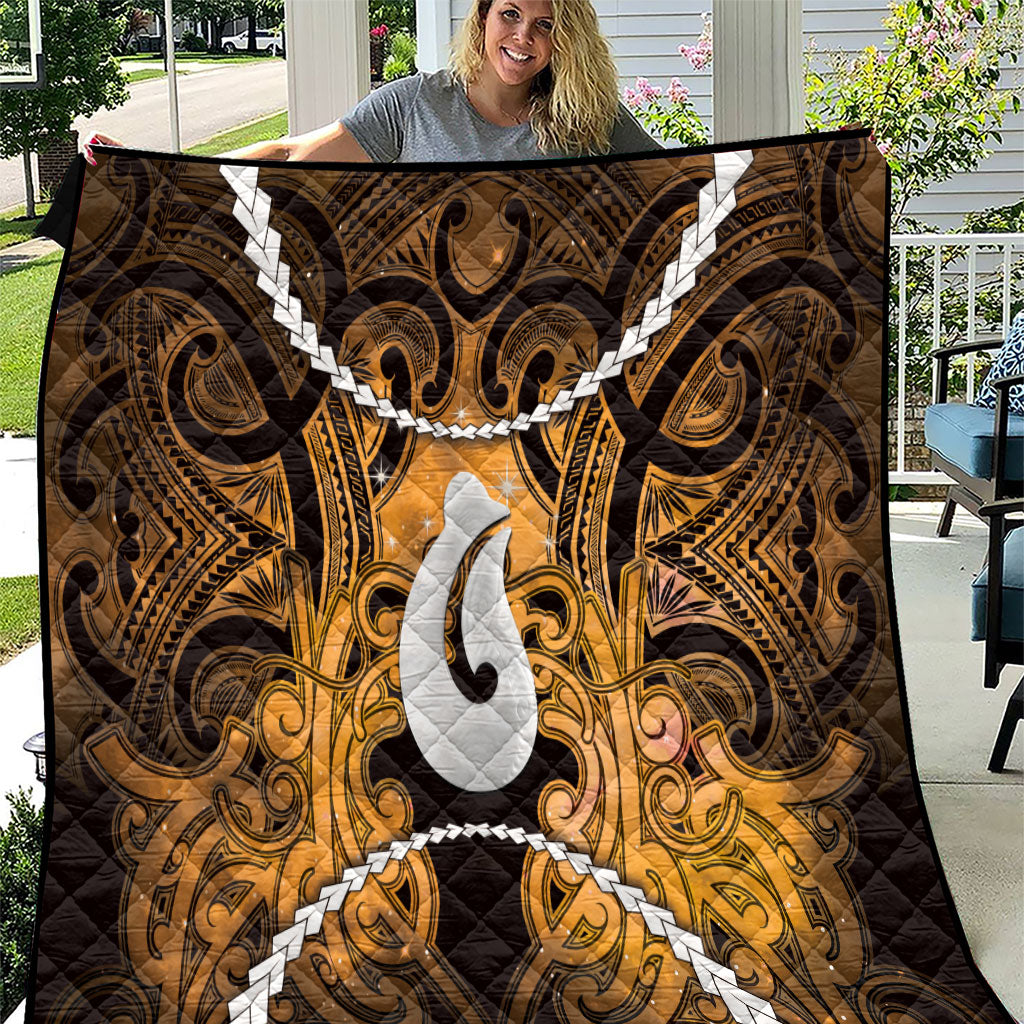 Maori Matariki Hei Matau Kowhai Quilt Maori Kowhaiwhai Pattern Galaxy LT01 Yellow - Polynesian Pride