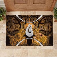 Maori Matariki Hei Matau Kowhai Rubber Doormat Maori Kowhaiwhai Pattern Galaxy LT01 Yellow - Polynesian Pride