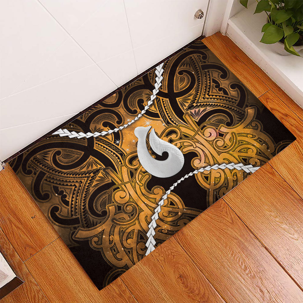 Maori Matariki Hei Matau Kowhai Rubber Doormat Maori Kowhaiwhai Pattern Galaxy LT01 - Polynesian Pride