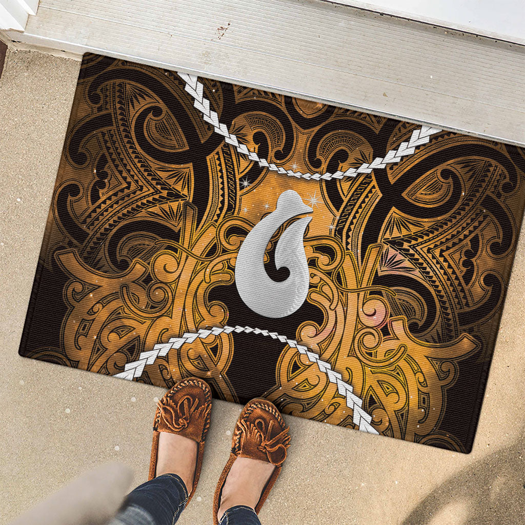 Maori Matariki Hei Matau Kowhai Rubber Doormat Maori Kowhaiwhai Pattern Galaxy LT01 - Polynesian Pride