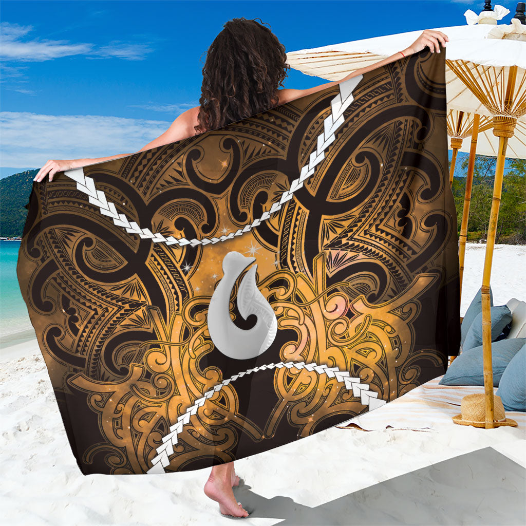 Maori Matariki Hei Matau Kowhai Sarong Maori Kowhaiwhai Pattern Galaxy LT01 One Size 44 x 66 inches Yellow - Polynesian Pride