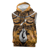 Personalised Maori Matariki Hei Matau Kowhai Sleeveless Zip Hoodie Maori Kowhaiwhai Pattern Galaxy LT01 Yellow - Polynesian Pride