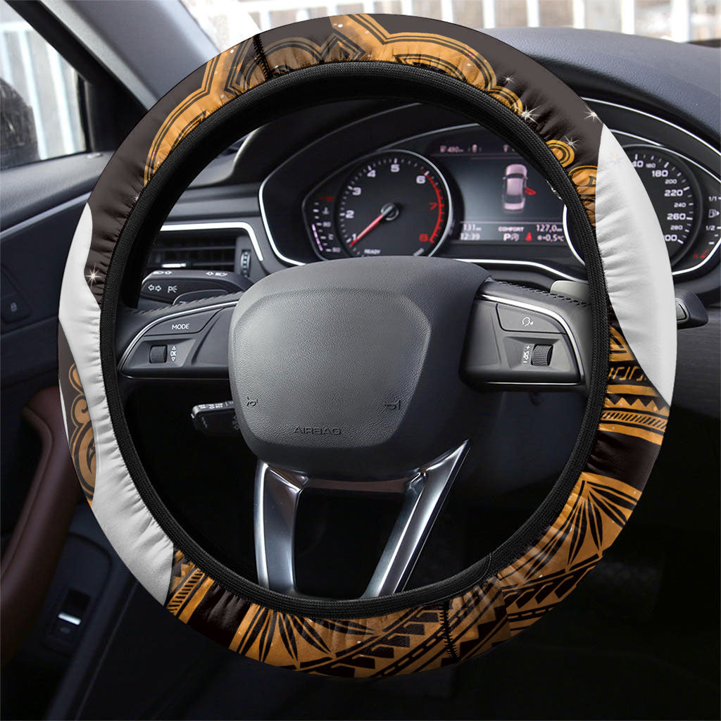 Maori Matariki Hei Matau Kowhai Steering Wheel Cover Maori Kowhaiwhai Pattern Galaxy