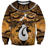 Personalised Maori Matariki Hei Matau Kowhai Sweatshirt Maori Kowhaiwhai Pattern Galaxy LT01 Unisex Yellow - Polynesian Pride