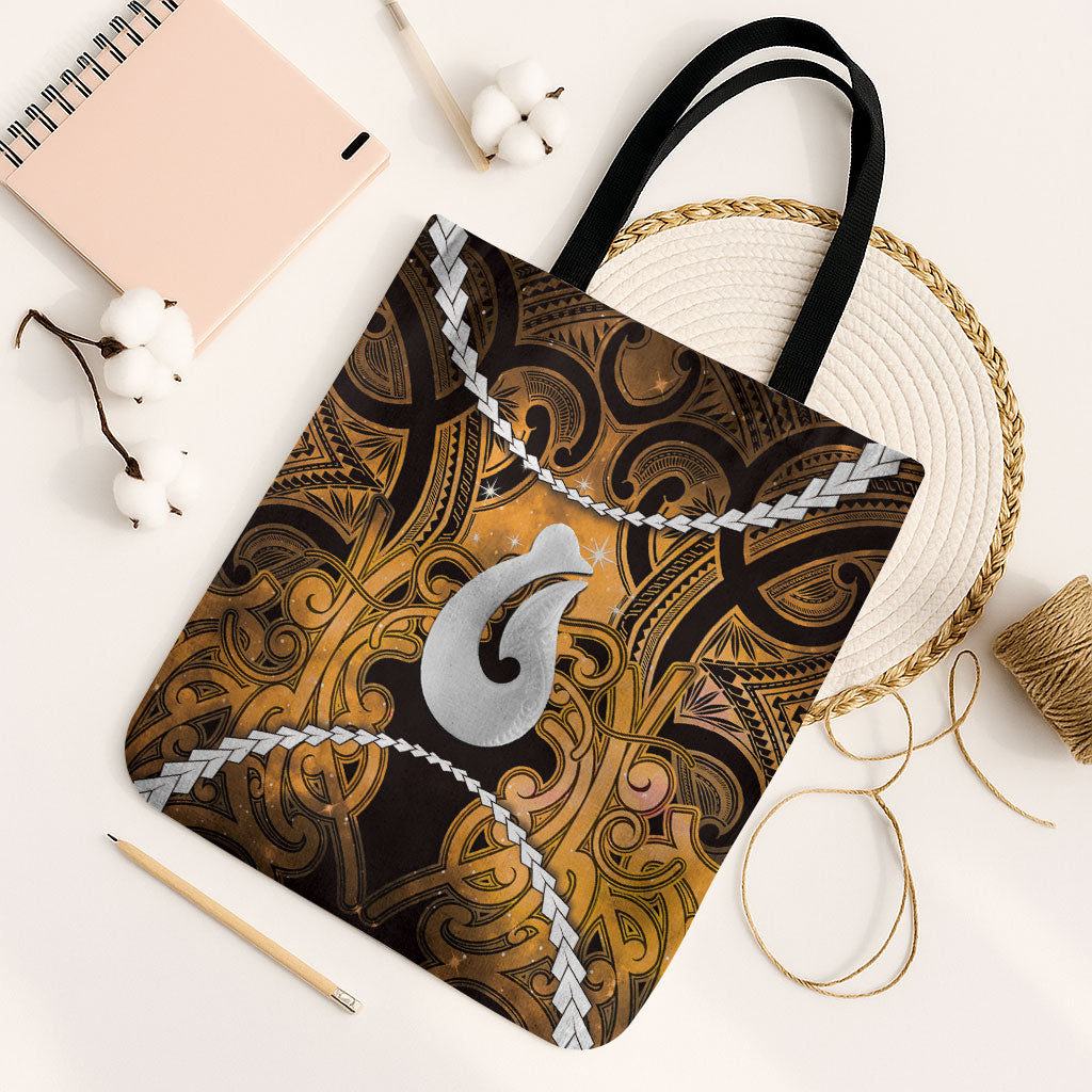 Maori Matariki Hei Matau Kowhai Tote Bag Maori Kowhaiwhai Pattern Galaxy