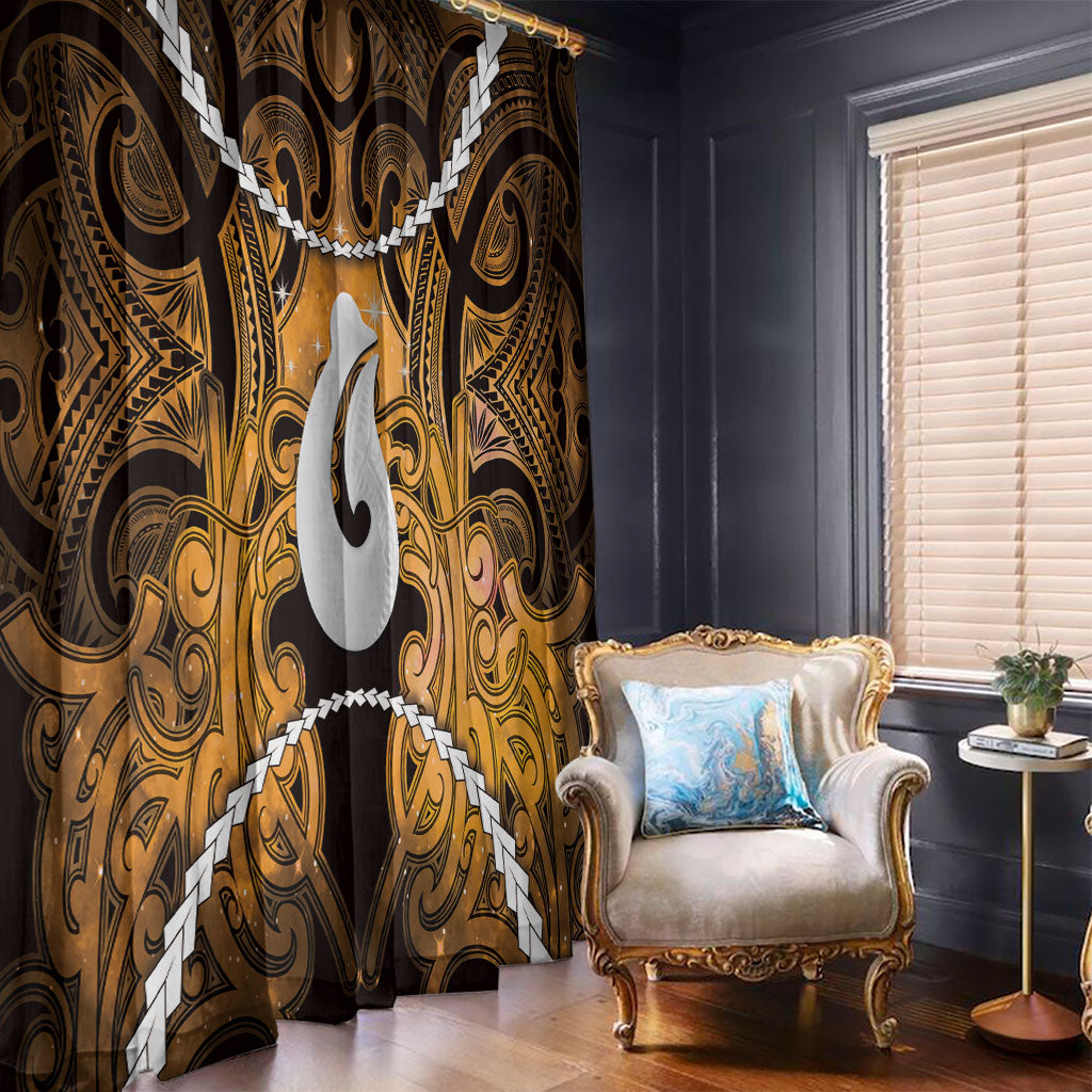 Maori Matariki Hei Matau Kowhai Window Curtain Maori Kowhaiwhai Pattern Galaxy LT01 - Polynesian Pride