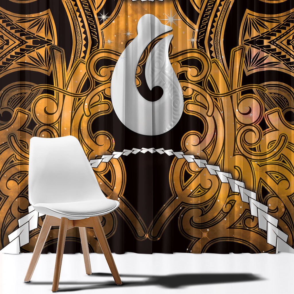 Maori Matariki Hei Matau Kowhai Window Curtain Maori Kowhaiwhai Pattern Galaxy LT01 - Polynesian Pride