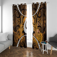 Maori Matariki Hei Matau Kowhai Window Curtain Maori Kowhaiwhai Pattern Galaxy LT01 With Grommets Yellow - Polynesian Pride
