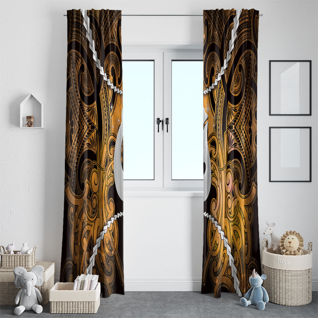 Maori Matariki Hei Matau Kowhai Window Curtain Maori Kowhaiwhai Pattern Galaxy LT01 - Polynesian Pride