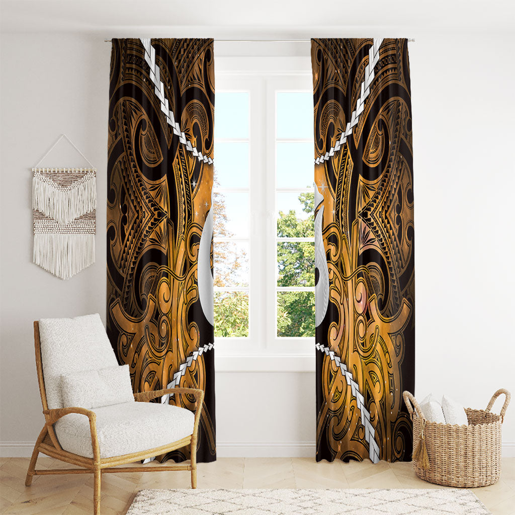 Maori Matariki Hei Matau Kowhai Window Curtain Maori Kowhaiwhai Pattern Galaxy LT01 - Polynesian Pride