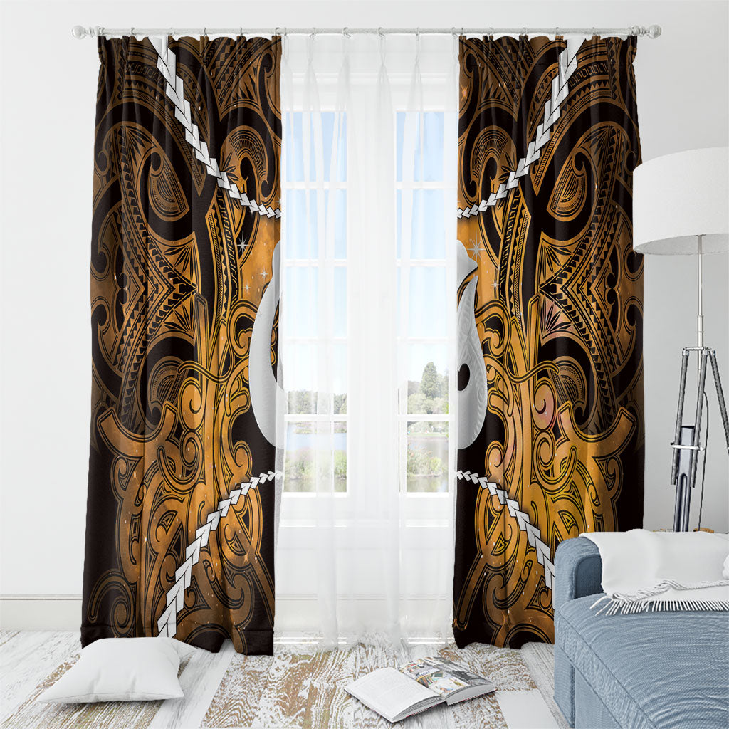 Maori Matariki Hei Matau Kowhai Window Curtain Maori Kowhaiwhai Pattern Galaxy LT01 - Polynesian Pride