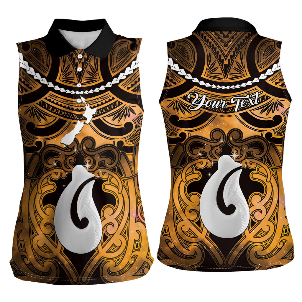 Personalised Maori Matariki Hei Matau Kowhai Women Sleeveless Polo Shirt Maori Kowhaiwhai Pattern Galaxy